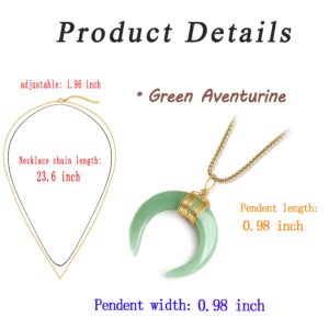 MAIBAOTA Crescent Moon Necklace for Women Gold Plated Moon Pendant Jewelry Spiritual Witchy Gemstone Necklace Green Aventurine Crystal Stone Necklaces