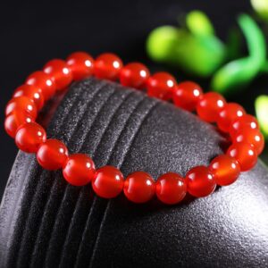 YANYUNZHUBAO Natural Red Agate Stretch Bracelet Healing Crystals Carnelian For Women Jewelry Beauty Happiness Auspiciousness Wealth(8 mm)