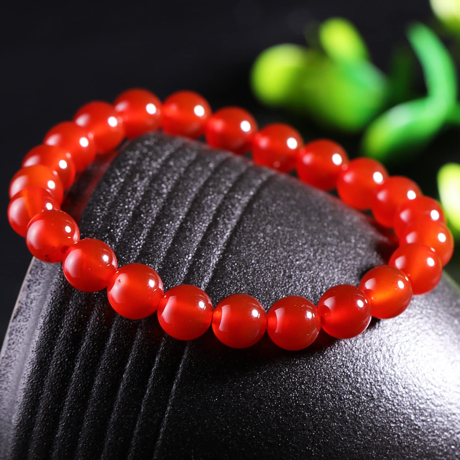 YANYUNZHUBAO Natural Red Agate Stretch Bracelet Healing Crystals Carnelian For Women Jewelry Beauty Happiness Auspiciousness Wealth(8 mm)