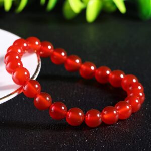 YANYUNZHUBAO Natural Red Agate Stretch Bracelet Healing Crystals Carnelian For Women Jewelry Beauty Happiness Auspiciousness Wealth(8 mm)