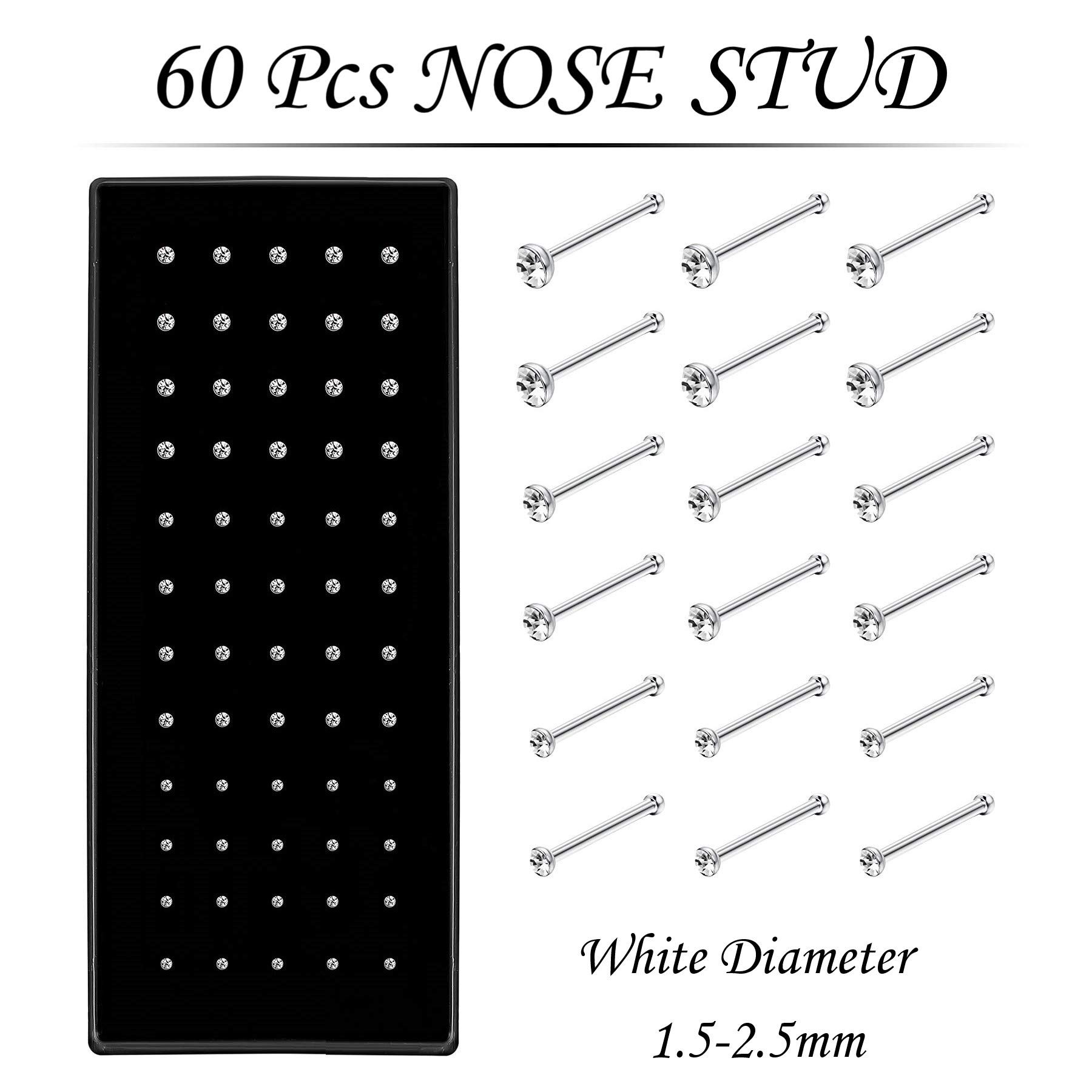 4 Sets 200 Pcs Nose Rings Studs and Hoops, Straight Shaped Surgical Stainless Steel Hypoallergenic Piercing Jewelry for Women Men and Ideal Gift