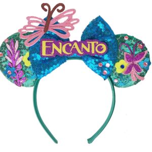 Mouse Ears Bow Headbands Girls' Costume Accessories Princess Decoration For Encanto Dress upCosplay (new blue incanto)