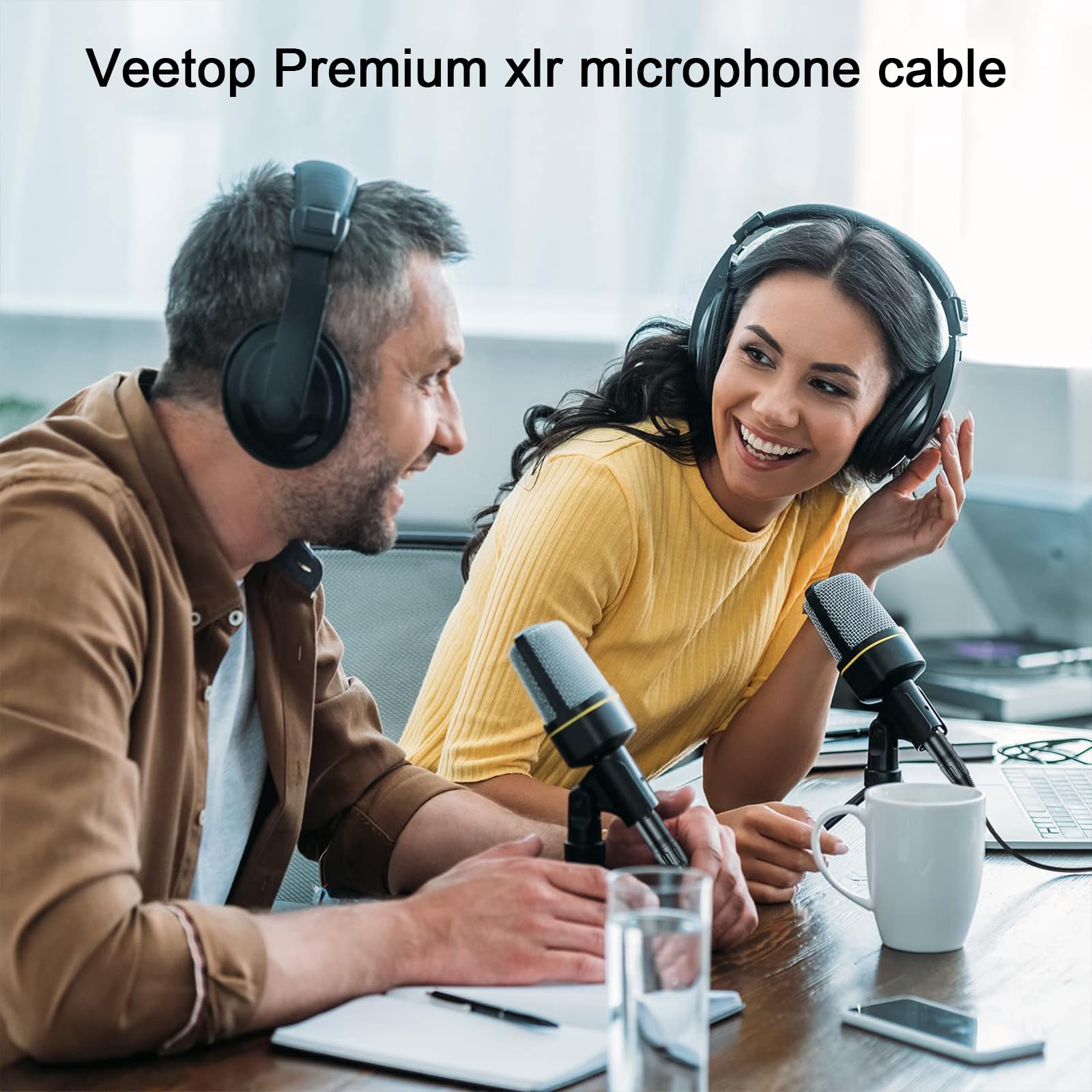 Veetop 1/4 Inch TRS to XLR Male Cable, Balanced 6.35mm Quarter inch TRS Plug to 3-pin XLR Male, Quarter inch TRS Male to XLR Male Microphone Cable, 10 Feet