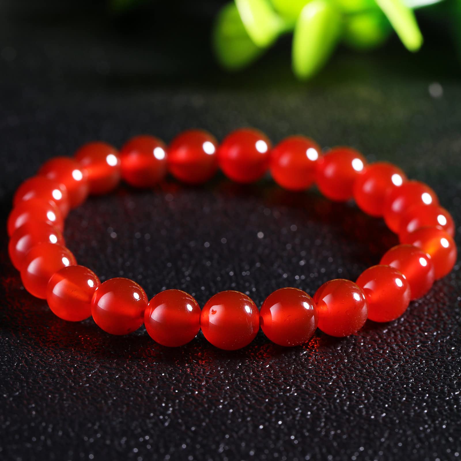 YANYUNZHUBAO Natural Red Agate Stretch Bracelet Healing Crystals Carnelian For Women Jewelry Beauty Happiness Auspiciousness Wealth(8 mm)