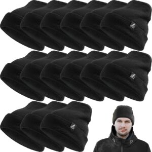 handepo 80 pcs winter beanie hats bulk homeless supplies knitted hat with fleece lining warm for men women cold weather(black)