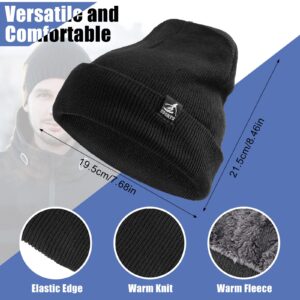 Handepo 80 Pcs Winter Beanie Hats Bulk Homeless Supplies Knitted Hat with Fleece Lining Warm for Men Women Cold Weather(Black)