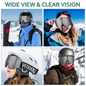 VENNERLI Ski Goggles Snow Goggles OTG Anti-Fog for Women Men Adults 100% UV 400 Protection for Outdoors