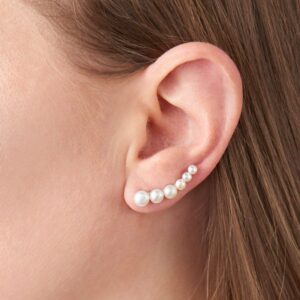 Ross-Simons 3-6mm Cultured Pearl Ear Climbers in Sterling Silver