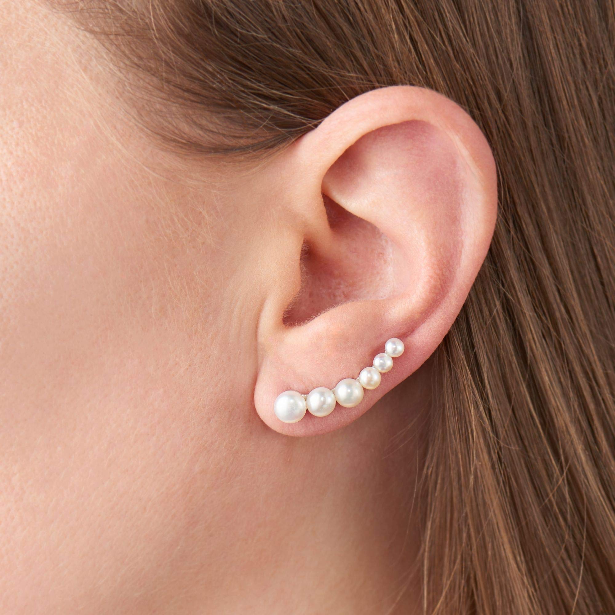 Ross-Simons 3-6mm Cultured Pearl Ear Climbers in Sterling Silver