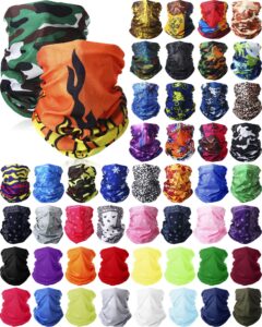 jagely 50 pieces neck gaiter sports neck head wrap headband scarf face bandana hair wrap neck tube balaclava for women men, multi colors, about 50 cm/ 19.69 inches×25 cm/ 9.84 inches