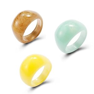 MOKAVIKY 25 Acrylic Resin Chunky Rings Set for Women Cute Rings (Brown Set)