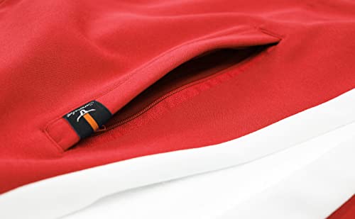 SCREENSHOT-S51707 Mens Hip Hop Premium Slim Fit Winter Fleece Lined Track Jacket - Modern Athletic Workout Sport Fitness Tops with Side Taping-Red-Large