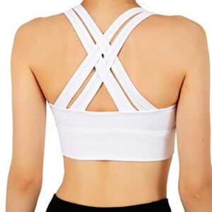 Yvette High Impact Sports Bra - Zip Front Full Coverage Sports Bras for Plus Size Women White