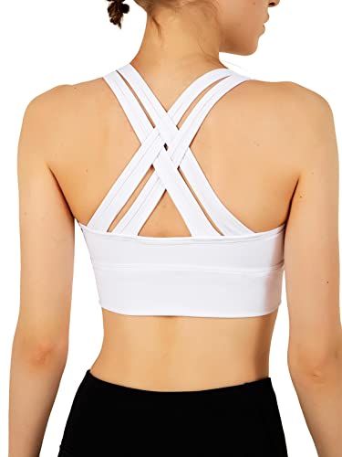 Yvette High Impact Sports Bra - Zip Front Full Coverage Sports Bras for Plus Size Women White