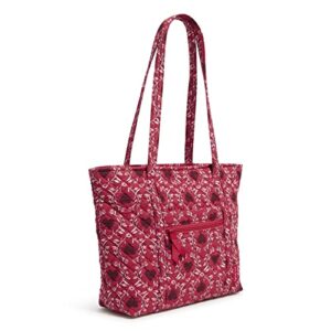 Vera Bradley Women's Cotton Small Vera Tote Bag, Imperial Hearts Red - Recycled Cotton, One Size