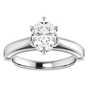 Mois 2 CT Oval Colorless Moissanite Engagement Ring for Women/Her, Wedding Bridal Ring Set, Eternity Sterling Silver Solid Gold Diamond Solitaire 4-Prong Sets for Her (5)