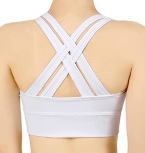 yvette high impact sports bra - zip front full coverage sports bras for plus size women white