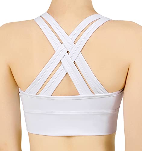 Yvette High Impact Sports Bra - Zip Front Full Coverage Sports Bras for Plus Size Women White