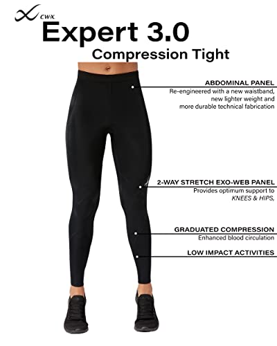 CW-X Women's Expert 3.0 Joint Support Compression Tight, Black, Large