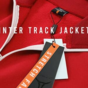 SCREENSHOT-S51707 Mens Hip Hop Premium Slim Fit Winter Fleece Lined Track Jacket - Modern Athletic Workout Sport Fitness Tops with Side Taping-Red-Large