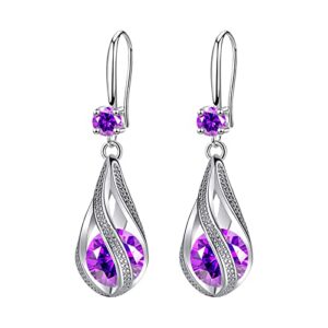 earrings packs for women studs and hoops fashion earrings stainless steel round earrings women creative earrings diamond dangling crystal earrings for women (purple, one size)