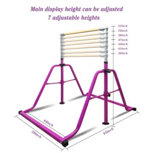 YANGG Foldable Gymnastics Kip Bar for Kids,3'to 5' Adjustable Height Horizontal Bar,Home Gym Equipment for Home Training (Without MAT, Purple)