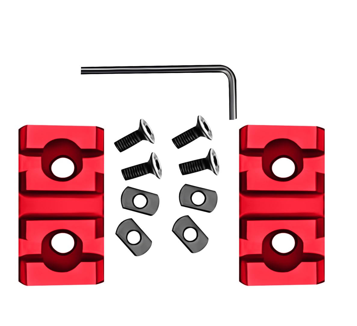 GOTICAL-Combo of 4-45 Degree Offset Mount, 5 Slot, 3 Slot Rail with Quick Detach QD S l i n g S w i v e l Mount Kit-Push Button in Durable Material in red (3, 5 Slots, & Attachment & Red Mounts .)