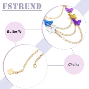 Fstrend Tassel Body Chains Sequin Butterfly Dance Skirt Silver Fringe Belly Waist Hip Chain Rave Accessories for Women