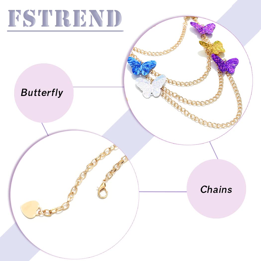 Fstrend Tassel Body Chains Sequin Butterfly Dance Skirt Silver Fringe Belly Waist Hip Chain Rave Accessories for Women