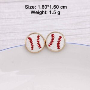 tenghong2021 2 Pairs Baseball Earrings Jewelry Baseball Stude Earring Baseball Pendant Dangle Sports Earrings for Women-White