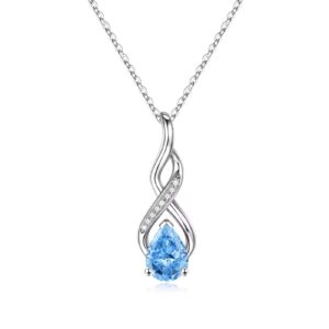 iefil march birthstone necklaces for women - s925 sterling silver heart necklace aquamarine necklace march birthstone jewelry for women mom daughter girlfriend wife birthday gifts