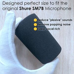 RK Pop Filter Perfectly Compatible with Sure SM7B, SMdB, SM7A, MV7 and Similar Podcast Mics Thick Foam Windscreen Cover Replacement Avoid Noise Against Plosives, High Density Black