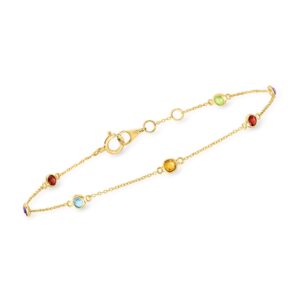 Ross-Simons RS Pure 0.69 ct. t.w. Multi-Gemstone Station Bracelet in 14kt Yellow Gold. 6.5 inches