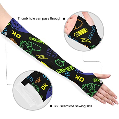 Joysticks Video Game Arm Sleeves to Cover arms for women men Anti-Slip Arm Sleeves UV Sleeves for Adult Men Women Bike Hiking Golf Cycle