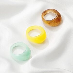 MOKAVIKY 25 Acrylic Resin Chunky Rings Set for Women Cute Rings (Brown Set)