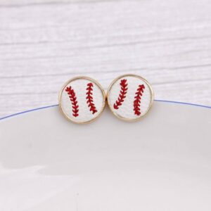 tenghong2021 2 Pairs Baseball Earrings Jewelry Baseball Stude Earring Baseball Pendant Dangle Sports Earrings for Women-White