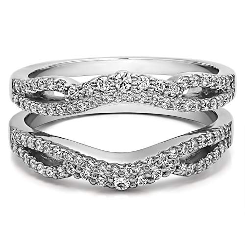 TwoBirch 0.57 Ct. Double Infinity Wedding Ring Guard Enhancer in Sterling Silver (CZ or MOISSANITE) (Moissanite, 5)