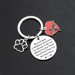 LQRI Vet Tech Keychain Veterinary Medicine Graduation Gifts New Veterinarian Gifts Be Confident in Whatever Direction You Choose to Go Keychain Vet Student Gift (Vet Tech)