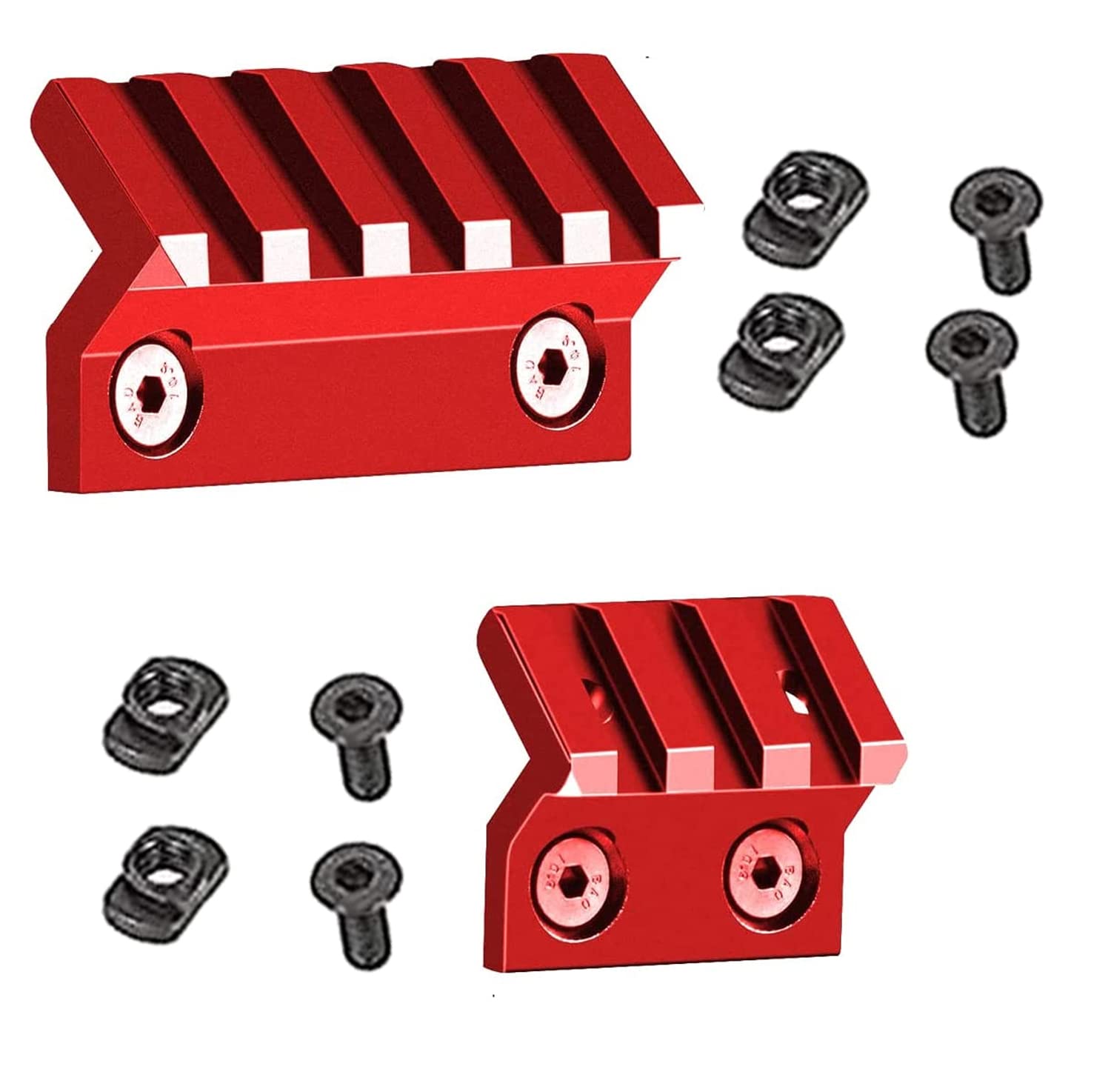 GOTICAL-Combo of 4-45 Degree Offset Mount, 5 Slot, 3 Slot Rail with Quick Detach QD S l i n g S w i v e l Mount Kit-Push Button in Durable Material in red (3, 5 Slots, & Attachment & Red Mounts .)