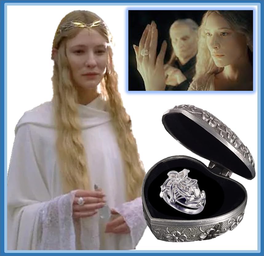 The Galadriel Nenya Charm Ring 3ct 5A Zircon with love jewelry box ~ Rings of Power ~ 925 Sterling Silver ring for women ~ silver white