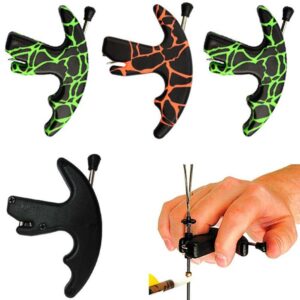 LIZHOUMIL Thumb Bow Release, 3 Finger Thumb Trigger Caliper Grip Compound Bow Release Aid, Recurve Bow Releaser Aid Tool, Replaceable Bow Release Trigger Caliper Grip Green