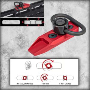 GOTICAL-Combo of 4-45 Degree Offset Mount, 5 Slot, 3 Slot Rail with Quick Detach QD S l i n g S w i v e l Mount Kit-Push Button in Durable Material in red (3, 5 Slots, & Attachment & Red Mounts .)