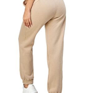 IUUI Sweatpants for Women High Stacked Waist Fleece Womens Joggers with Pockets Lounge Pants for Yoga Workout Running Taupe