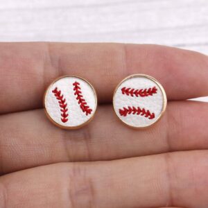 tenghong2021 2 Pairs Baseball Earrings Jewelry Baseball Stude Earring Baseball Pendant Dangle Sports Earrings for Women-White