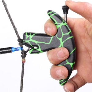 lizhoumil thumb bow release, 3 finger thumb trigger caliper grip compound bow release aid, recurve bow releaser aid tool, replaceable bow release trigger caliper grip green