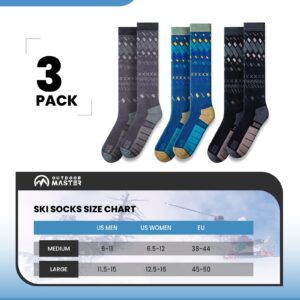 OutdoorMaster Unisex Ski Socks,Skiing and Snowboarding Socks for Men & Women with Over the Calf Design/Non-Slip Cuff