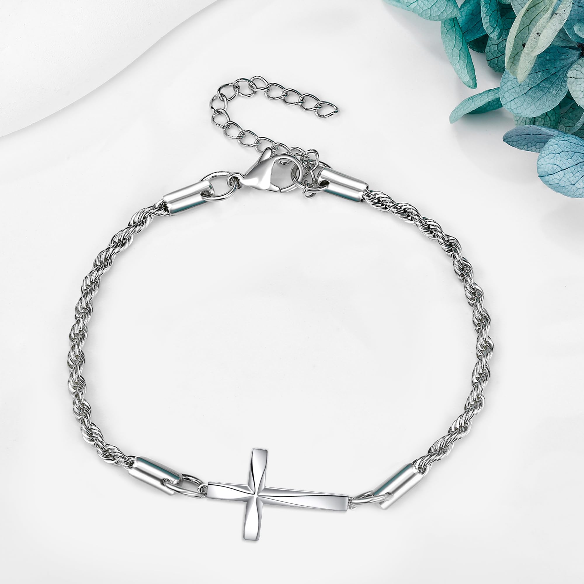 ONEFINITY Religious Cross Bracelet 925 Sterling Silver Origami Cross Bracelet Jewelry Gifts for Women