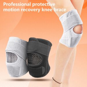 Grebest 1 Pc Knee Brace,Knee Pad Fixed Meniscus Relief Joint Pain Breathable Knee Brace with Side Stabilizers for Running, Basketball, Weightlifting, Gym, Workout, Sports White M M