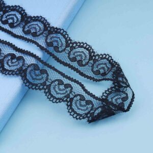 Yheakne Boho Flower Lace Choker Necklace Black Hollow Lace Necklace Thin Tulle Collar Necklace Vintage Black Tattoo Necklace Chain Jewelry for Women and Girls (Black)