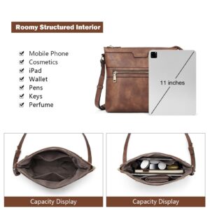 CHOLISS Large Crossbody Bags for Women, Medium Size Purses for Women with Vegan Leather, Brown